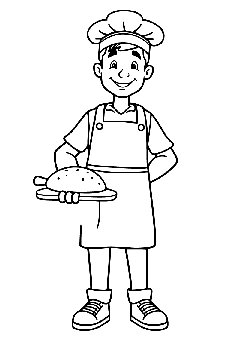 Printable baker coloring page for kids