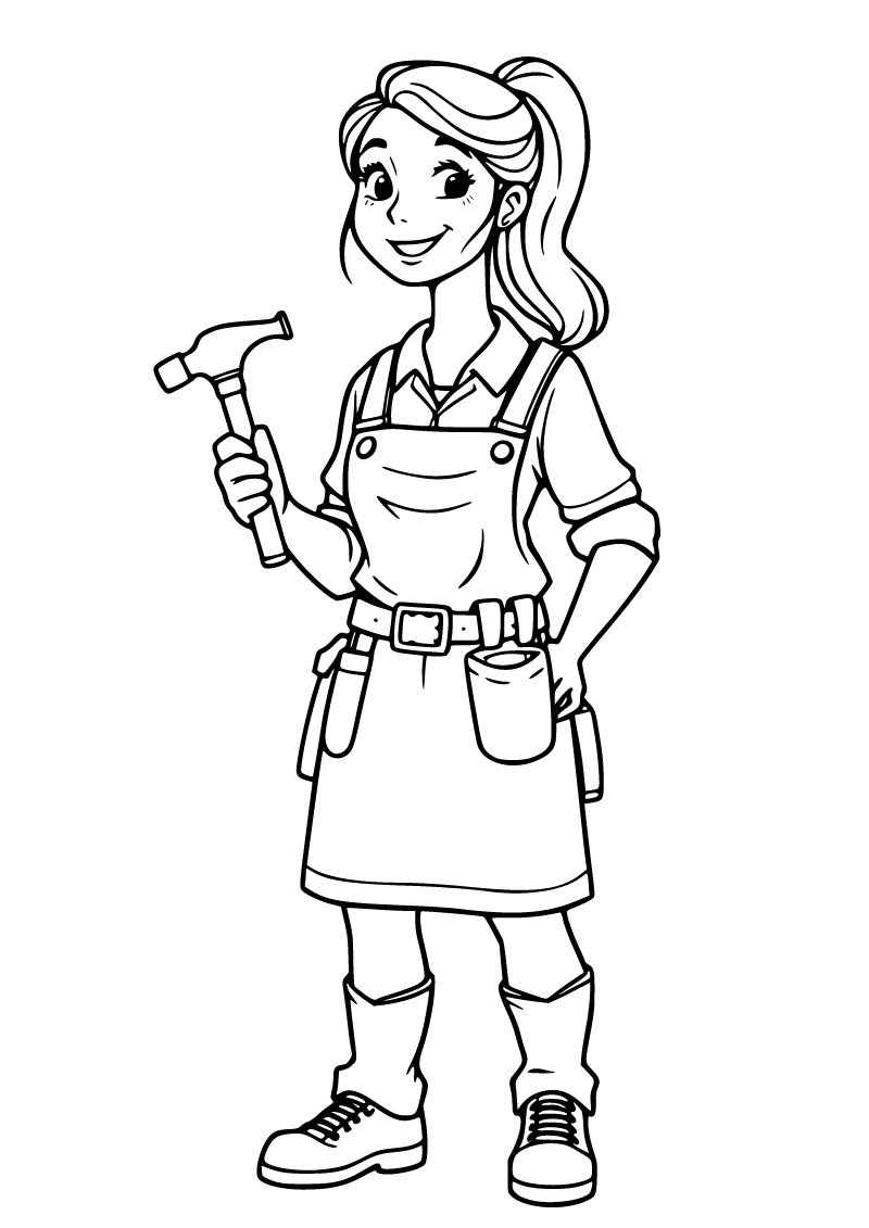 Printable carpenter coloring page for kids