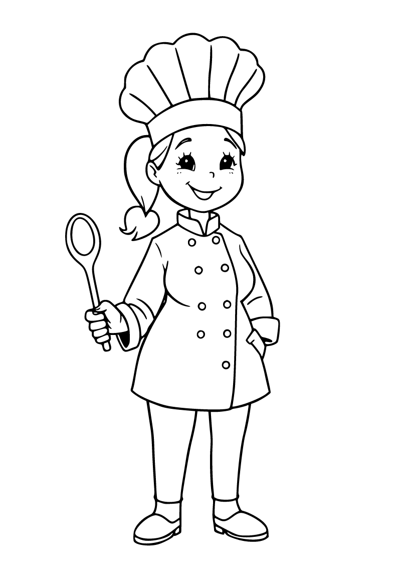 Printable chef coloring page for kids
