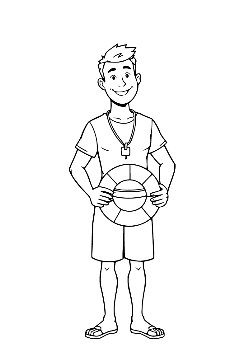 Printable lifeguard coloring page for kids