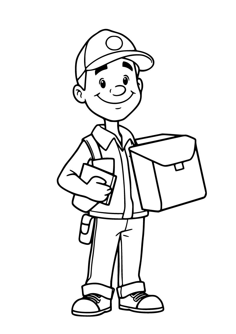 Printable mail carrier coloring page for kids