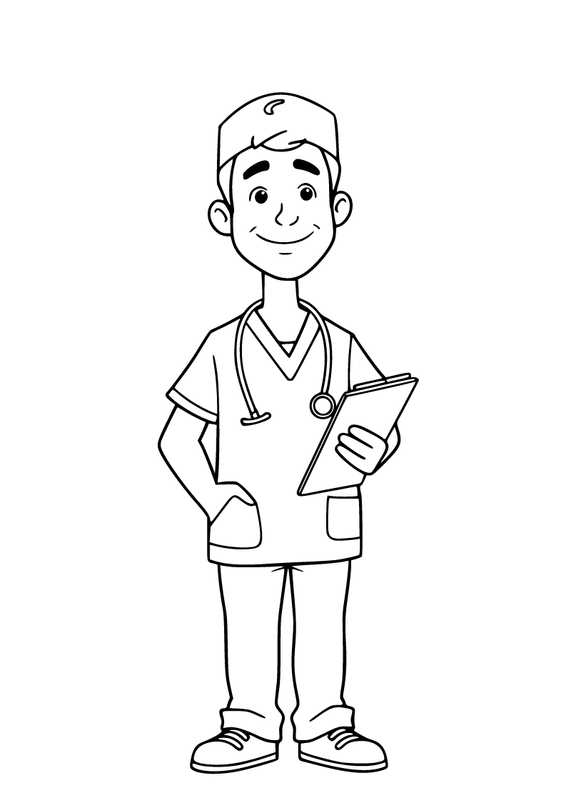 Printable nurse coloring page for kids