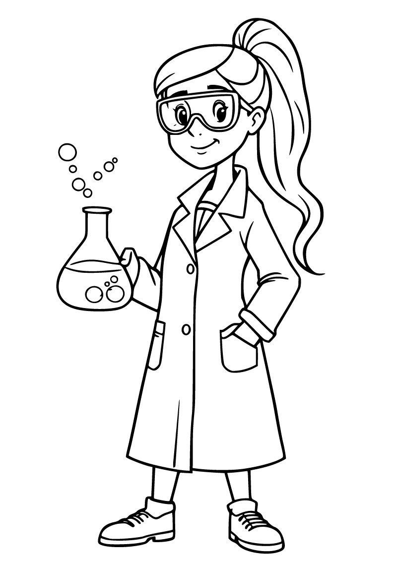 Printable scientist coloring page for kids