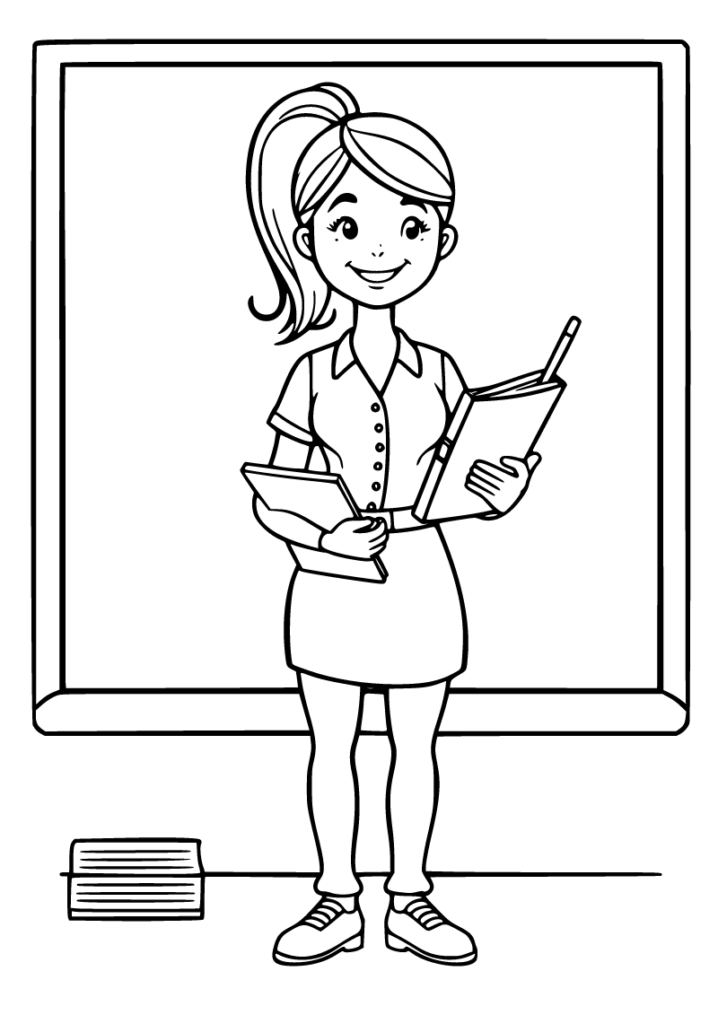 Printable teacher coloring page for kids