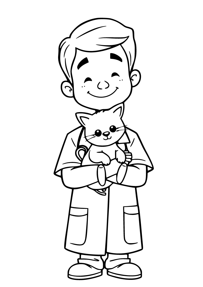 Printable veterinarian coloring page for kids