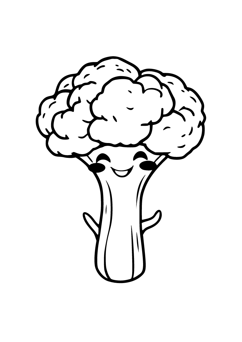 Printable broccoli coloring page for kids