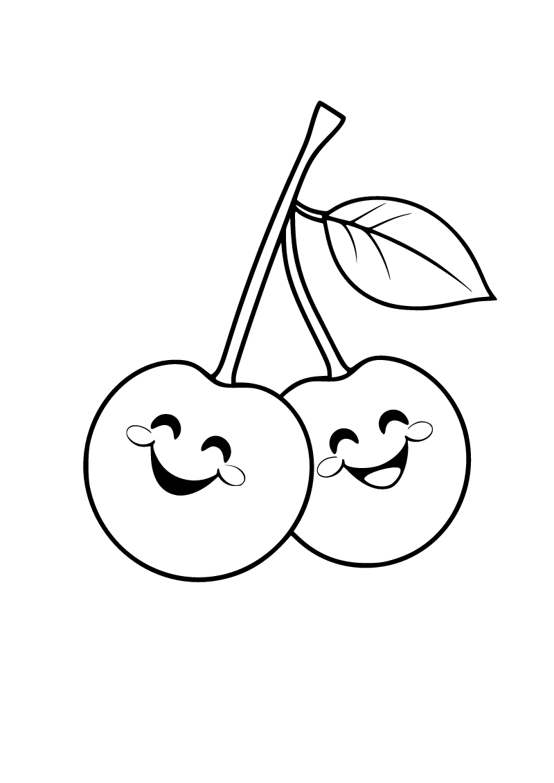 Printable cherries coloring page for kids