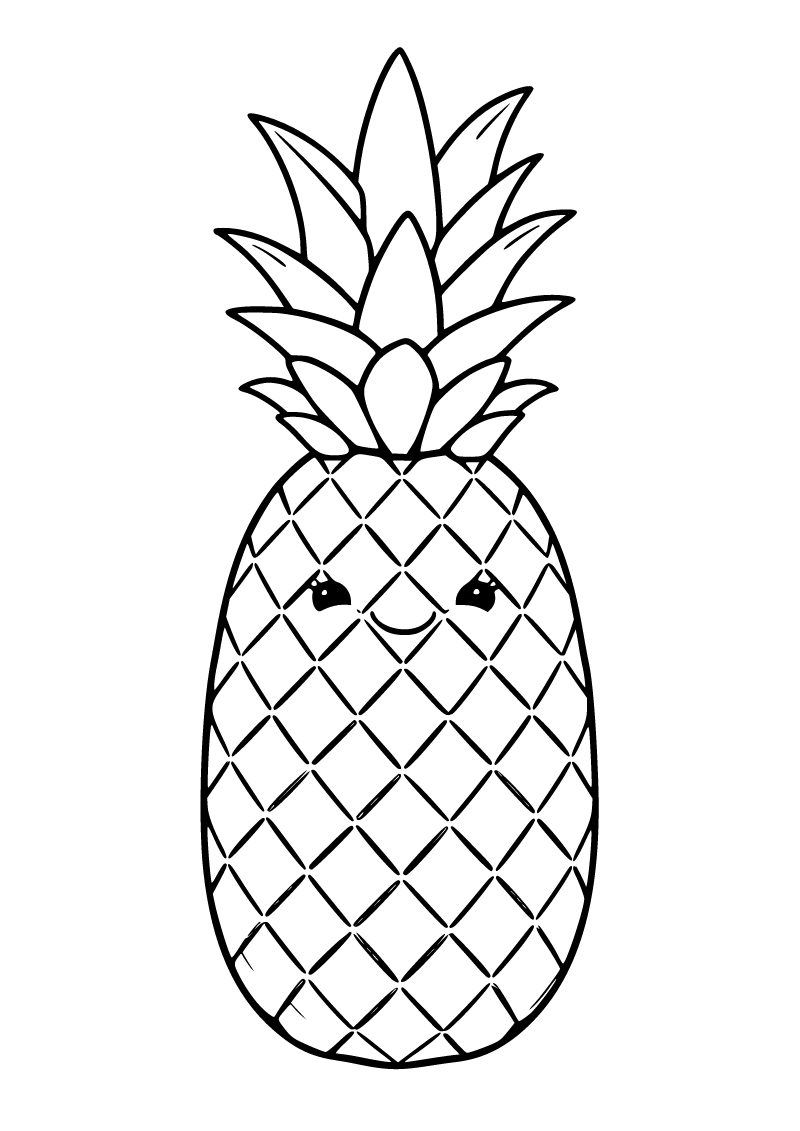 Printable pineapple coloring page for kids