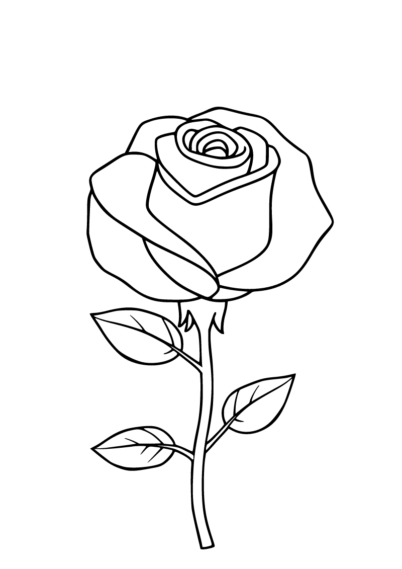 Printable rose coloring page for kids