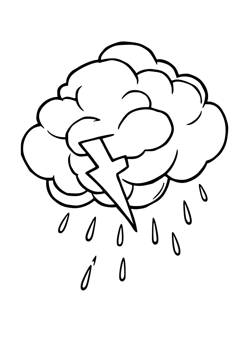 Printable lightning storm coloring page for kids