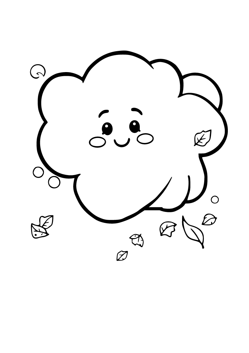 Printable windy weather coloring page for kids
